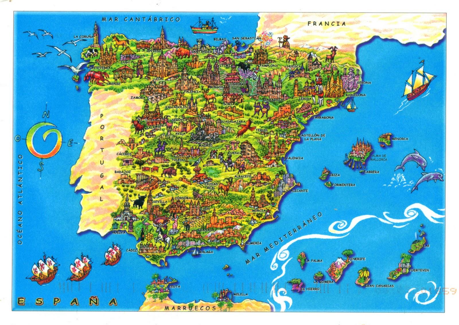 スペインの観光名所の地図 スペイン地図の観光名所 南欧諸国 ヨーロッパ