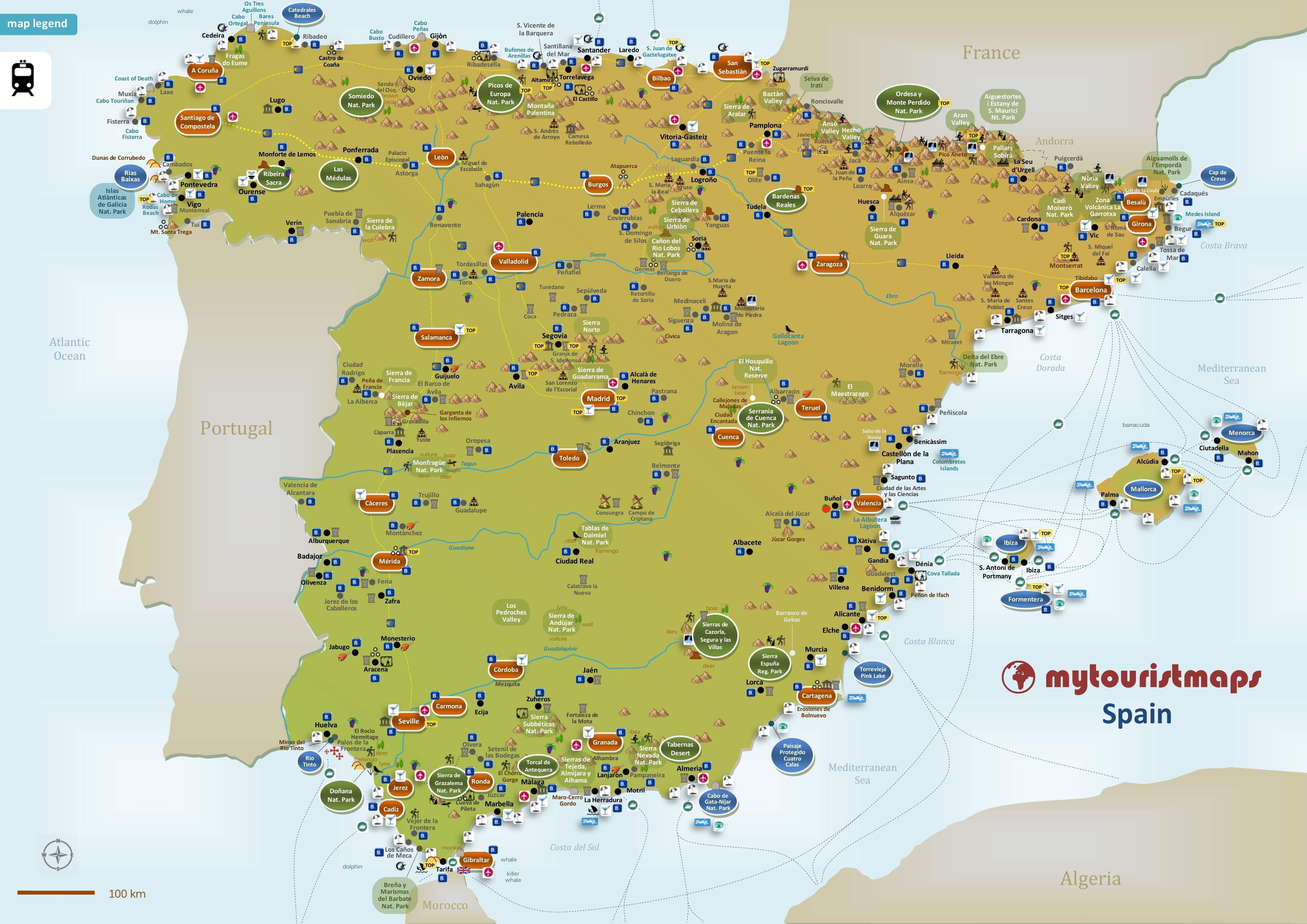 スペインの観光地図 地図のスペイン観光 南欧諸国 ヨーロッパ