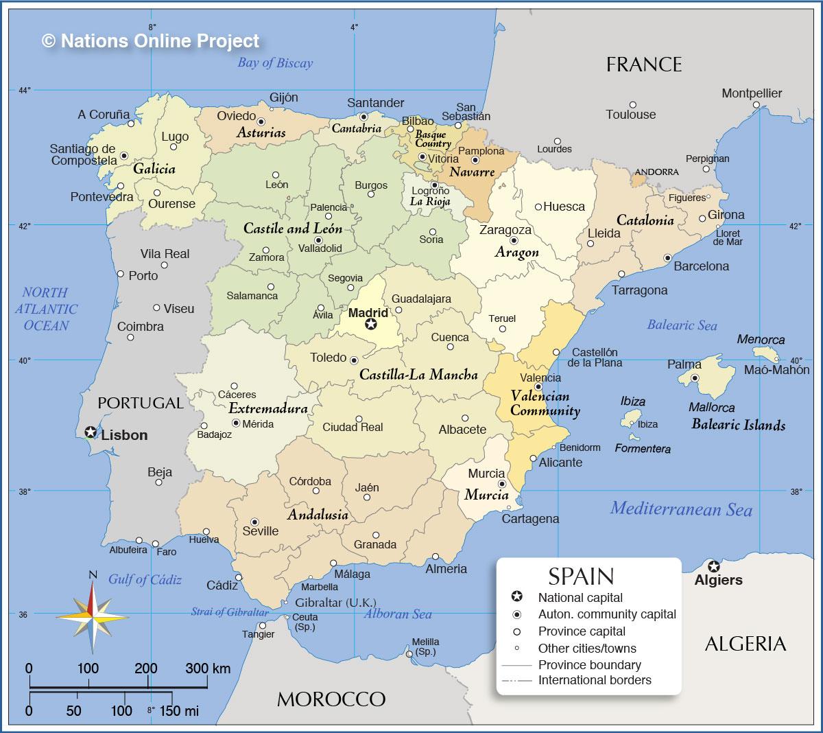 地図のスペイン スペイン地図 南欧諸国 ヨーロッパ