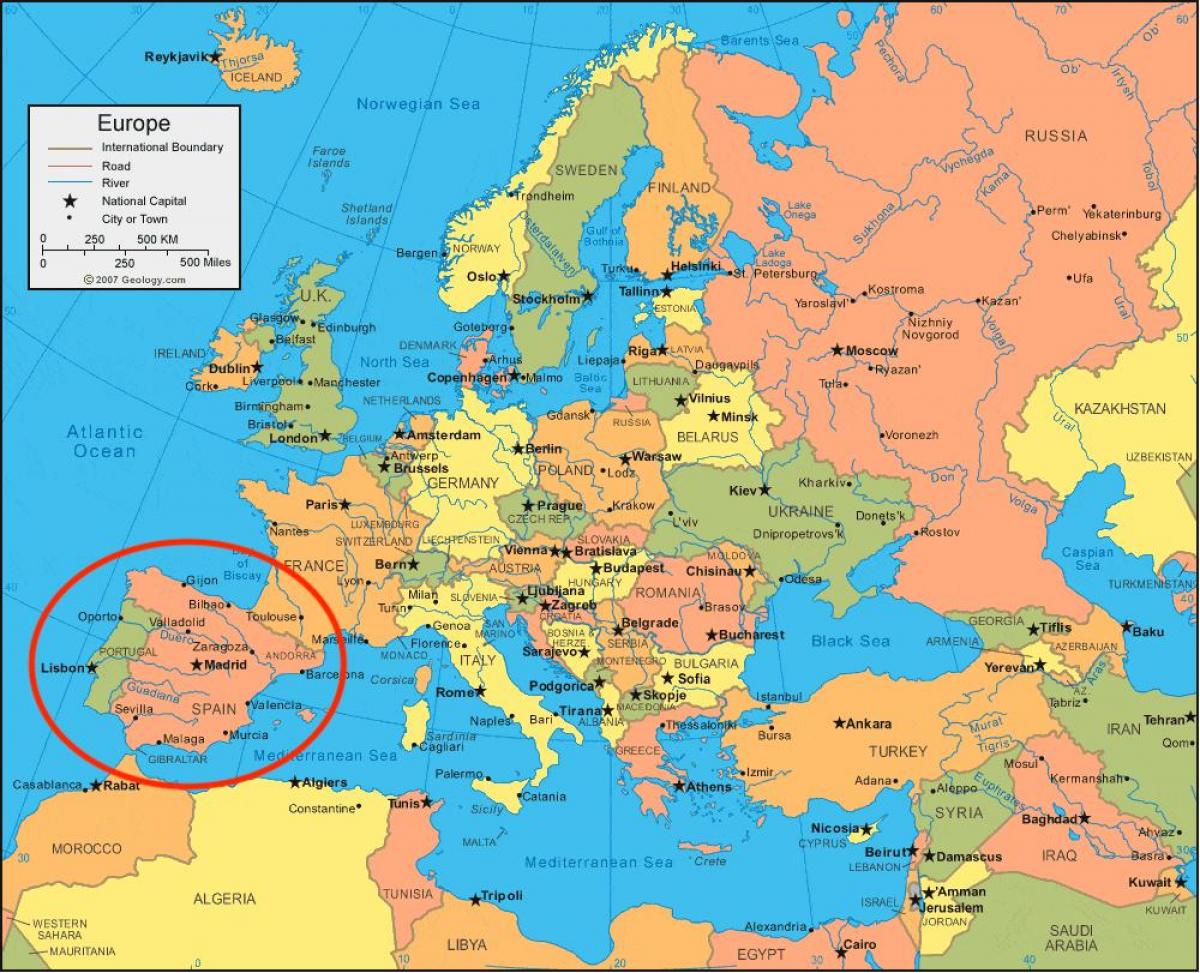 スペイン地図と欧州の地図のスペイン ヨーロッパ南ヨーロッパ ヨーロッパ