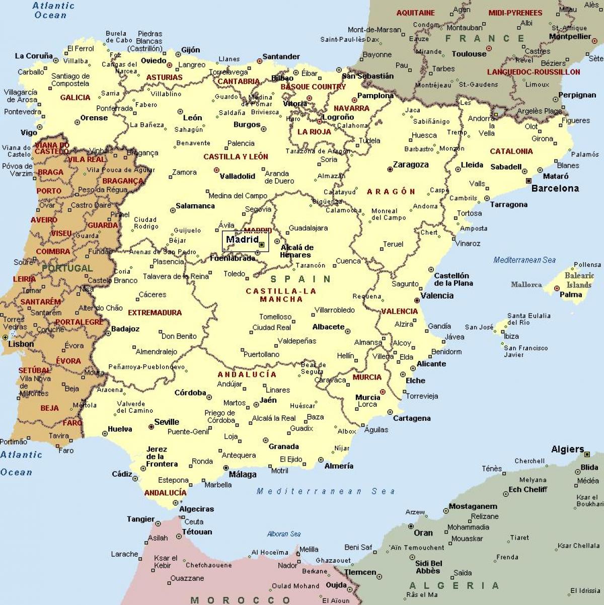 地図のスペインの都市 地図のスペイン 都市南欧諸国 ヨーロッパ