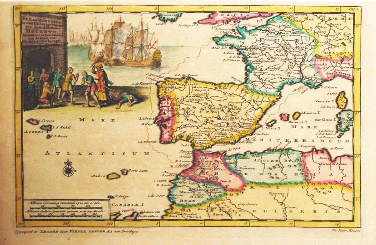 旧世界地図のスペイン 地図のスペインの古い世界 南欧諸国 ヨーロッパ