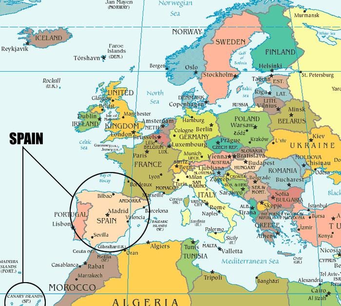 地図とスペイン