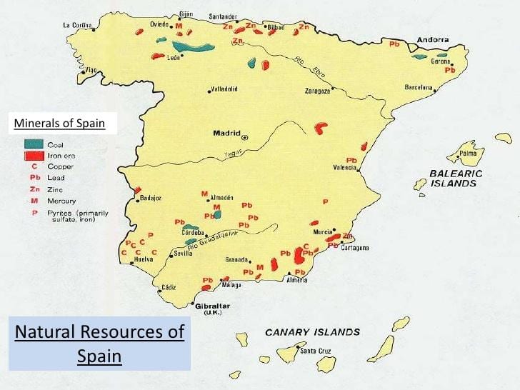 地図のスペインの天然源
