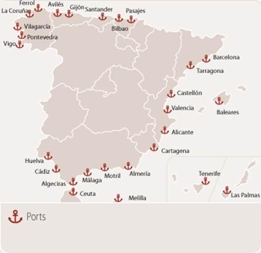 フェリーポートにはスペインの地図
