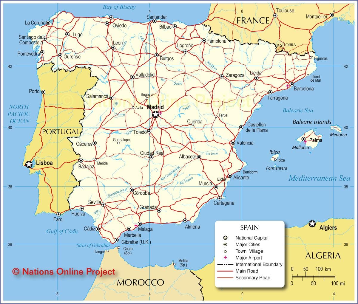 地図のスペイン輸送