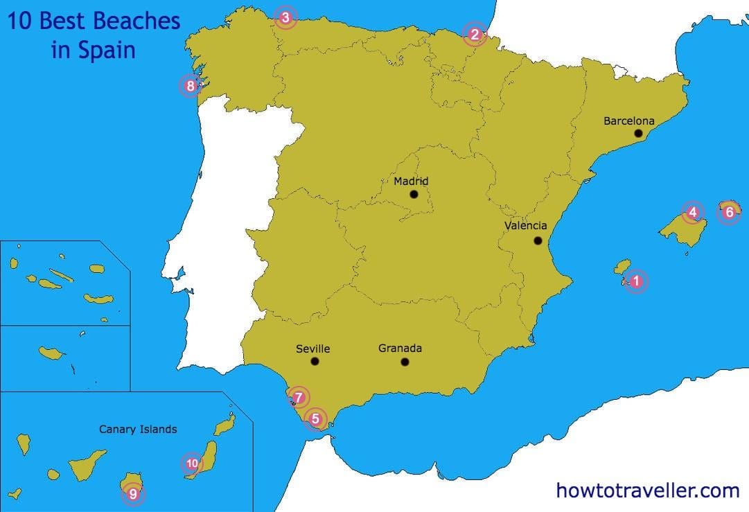 地図のベストビーチ、スペイン