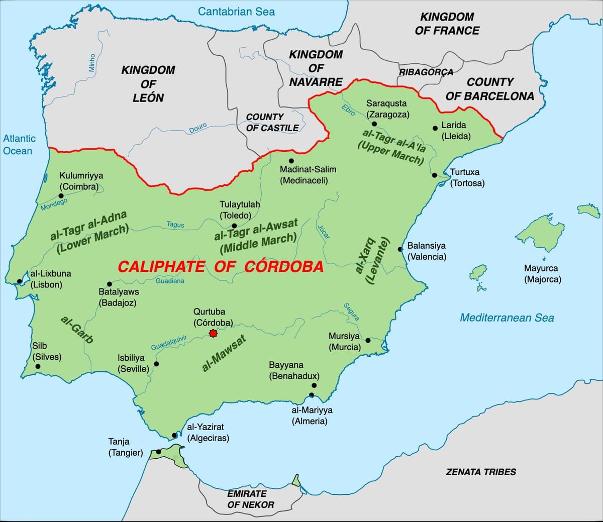 地図のスペインのムスリム