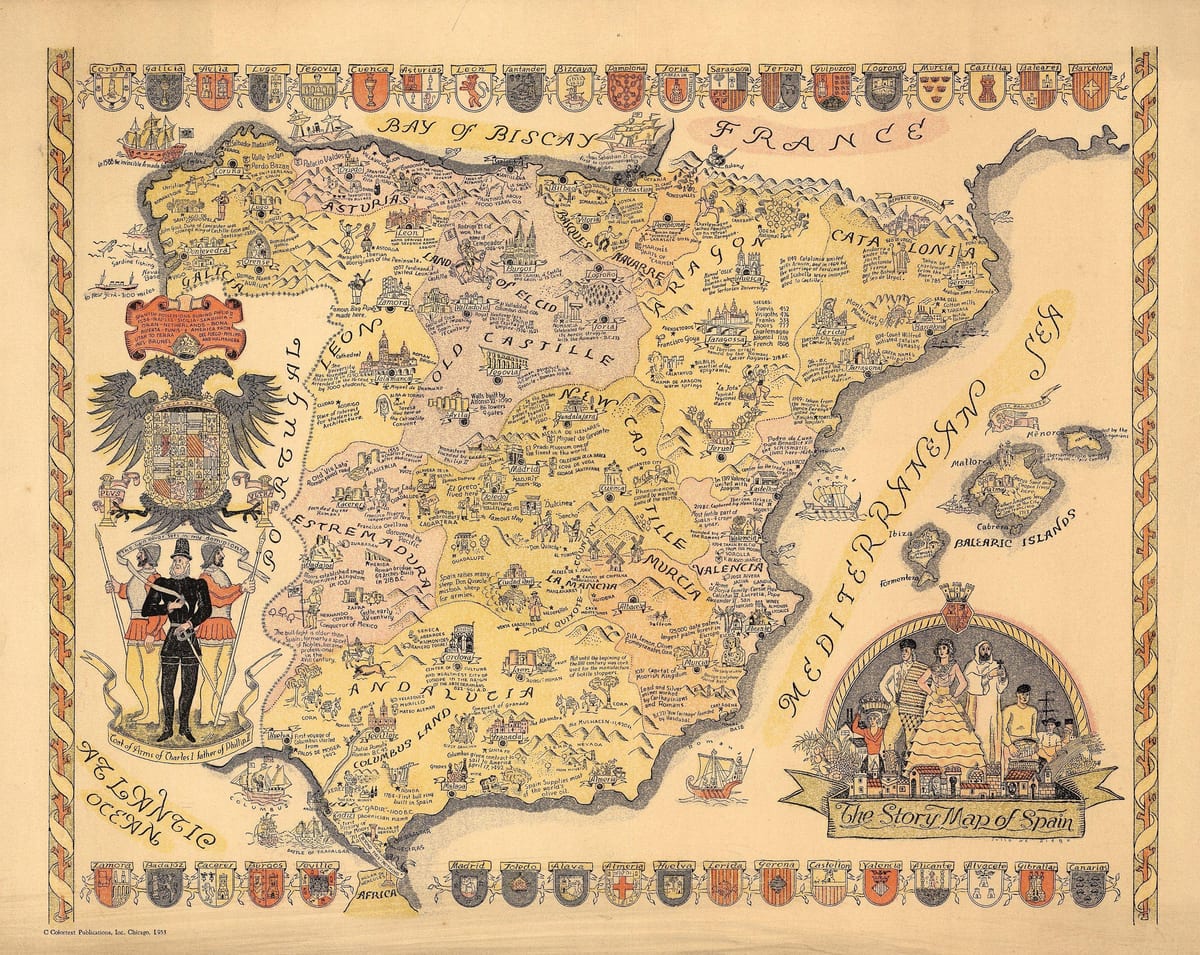 ヴィンテージスペインの地図