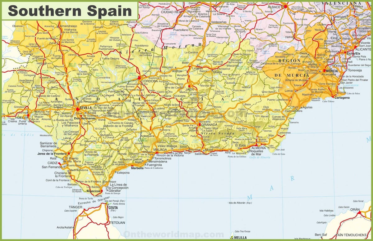 詳しい地図は南スペイン