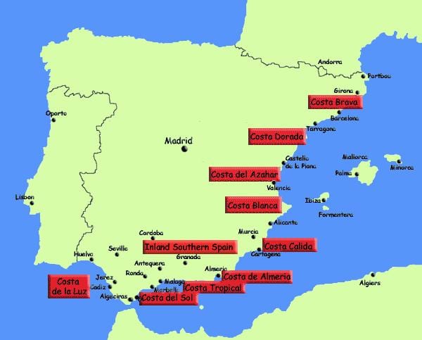 地図の南スペインホリデーリゾート