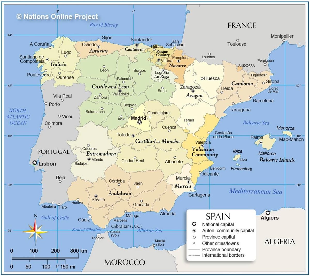 地図のスペイン政治