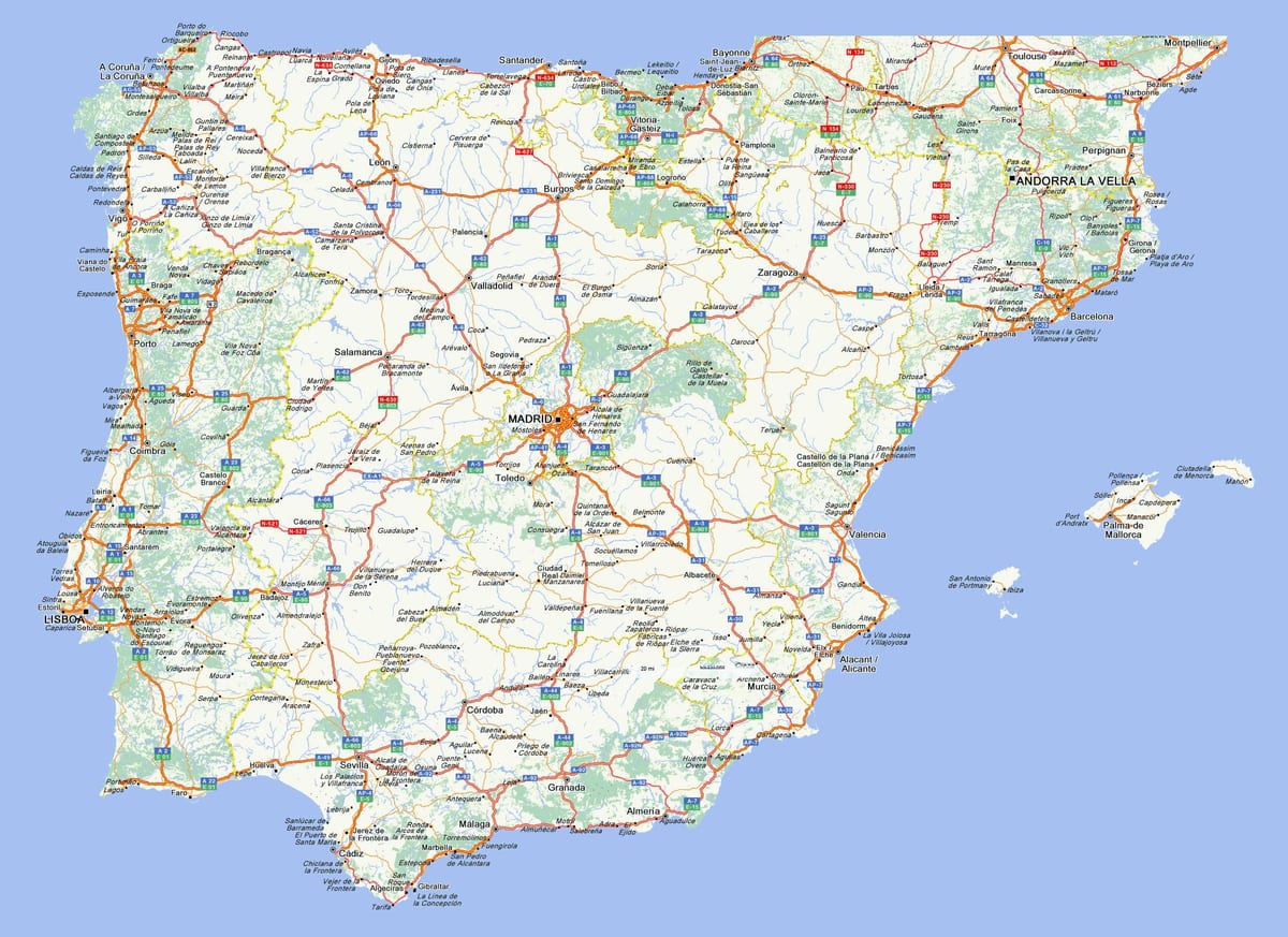 道路地図のスペイン都市