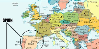 地図とスペイン