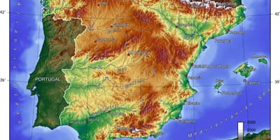 地図のスペインの標高