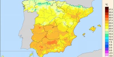 地図のスペイン温度