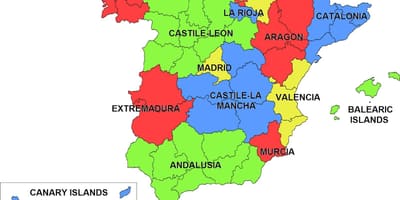 地図のスペインの自治的コミュニティ