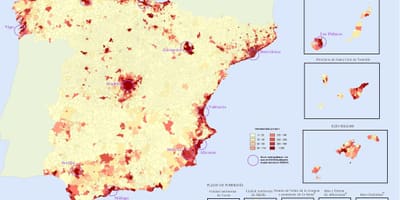 スペイン人口密度の地図