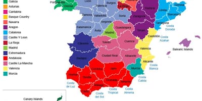 スペイン地図の地域の州