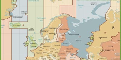 地図のスペイン時間帯