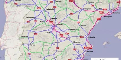 地図のスペイン高速道路