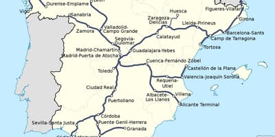 Ave列車スペインの路線図