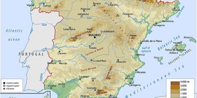 物理地図のスペイン