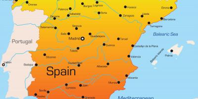旅行先でのスペインの地図